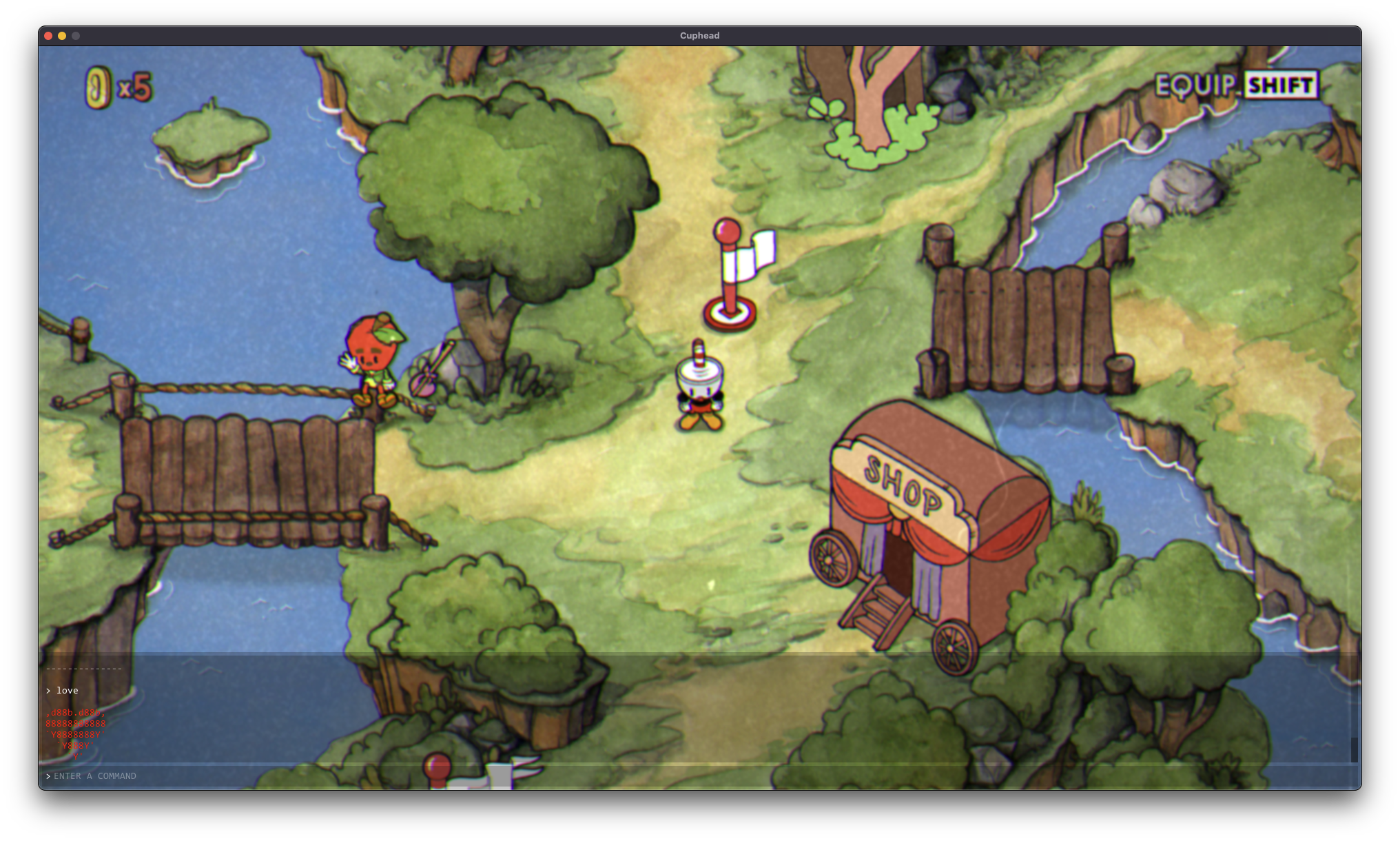 Screenshot of the console open on the game